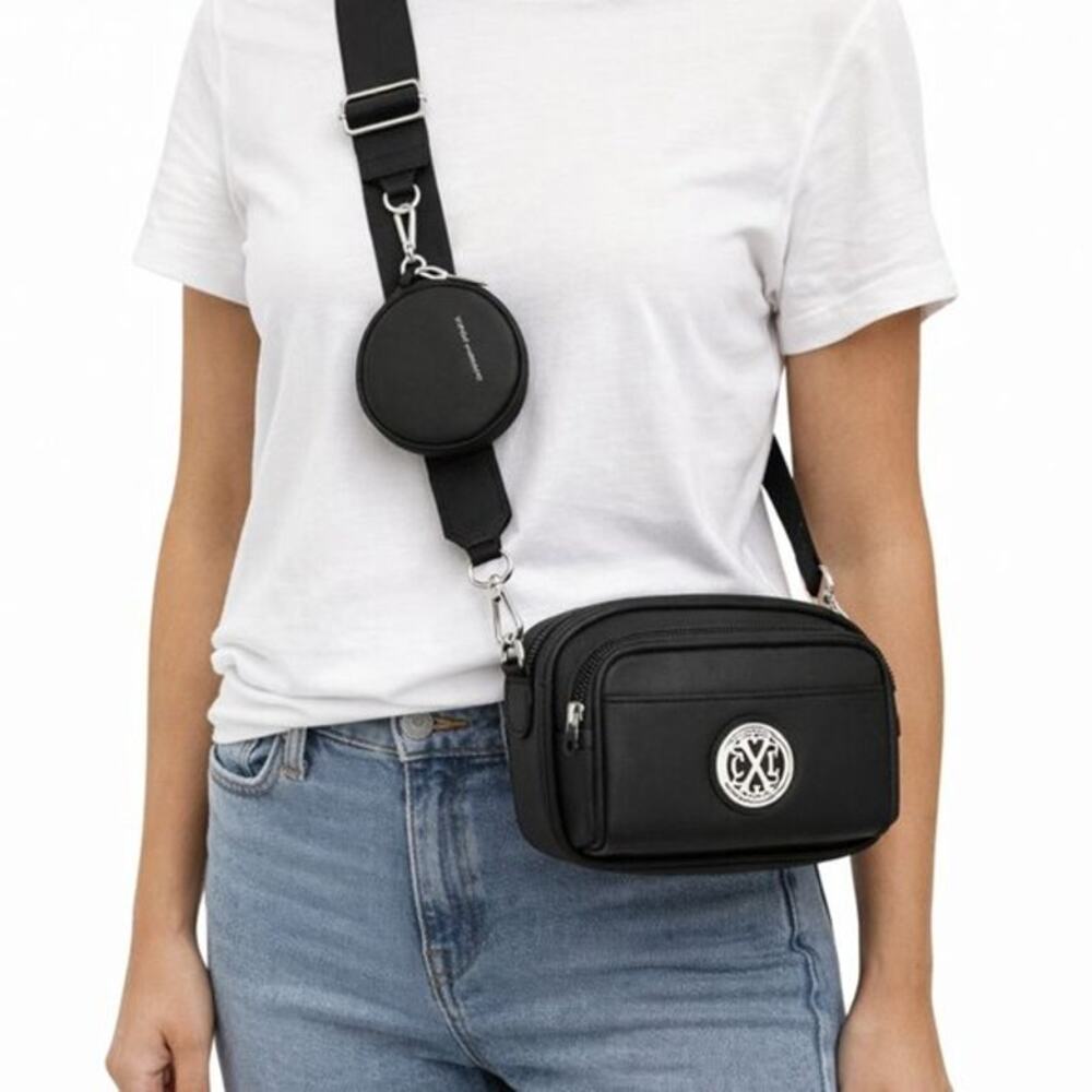 CXL by Christian Lacroix "Camera Bag" Crossbody w/ Detachable Coin Purse - Black
